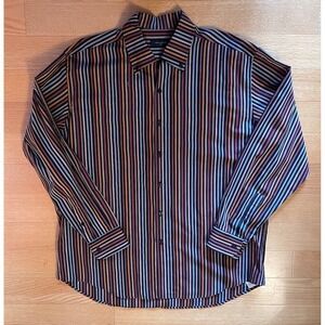 Equilibrio Striped Long Sleeve Button Down Dress Shirt Men's XL